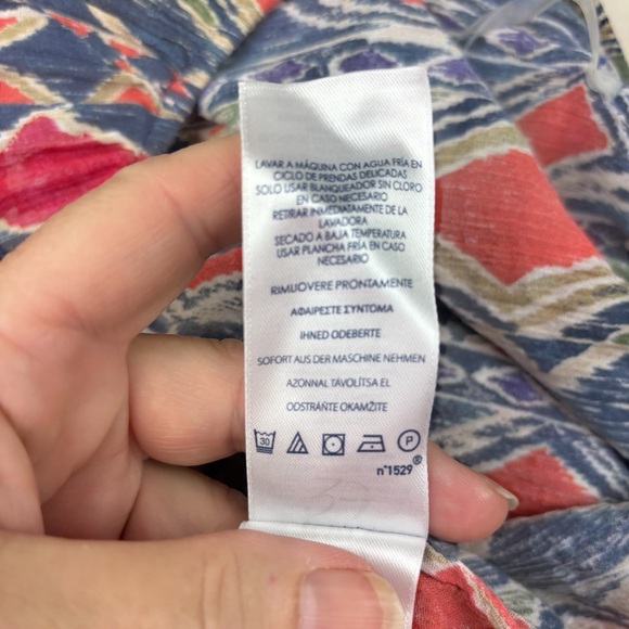 Chaps women’s top size 1X geometric boho pleated summer resort wear vacation - Picture 11 of 14